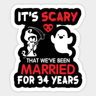 Ghost And Death Couple Husband Wife It's Scary That We've Been Married For 34 Years Since 1986 Sticker